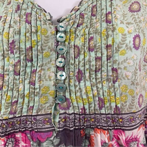 Cost Plus World Market vibrant floral boho lightweight tunic made in India - Picture 3 of 8